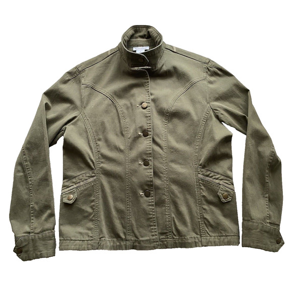 Travel Smith Canvas Jacket Womens Medium Green Cotton Cargo Utility Jacket - Picture 8 of 16